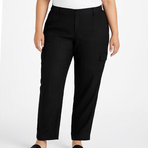 Chicos 3 Linen Cargo Pants US XL Black Lightweight Stretch Utility Travel Resort